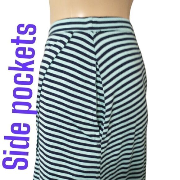 Striped Flowy Midi Skirt GAP Lrg Asymmetric Hem Pockets Beach Coastal Grandma. - Picture 7 of 16